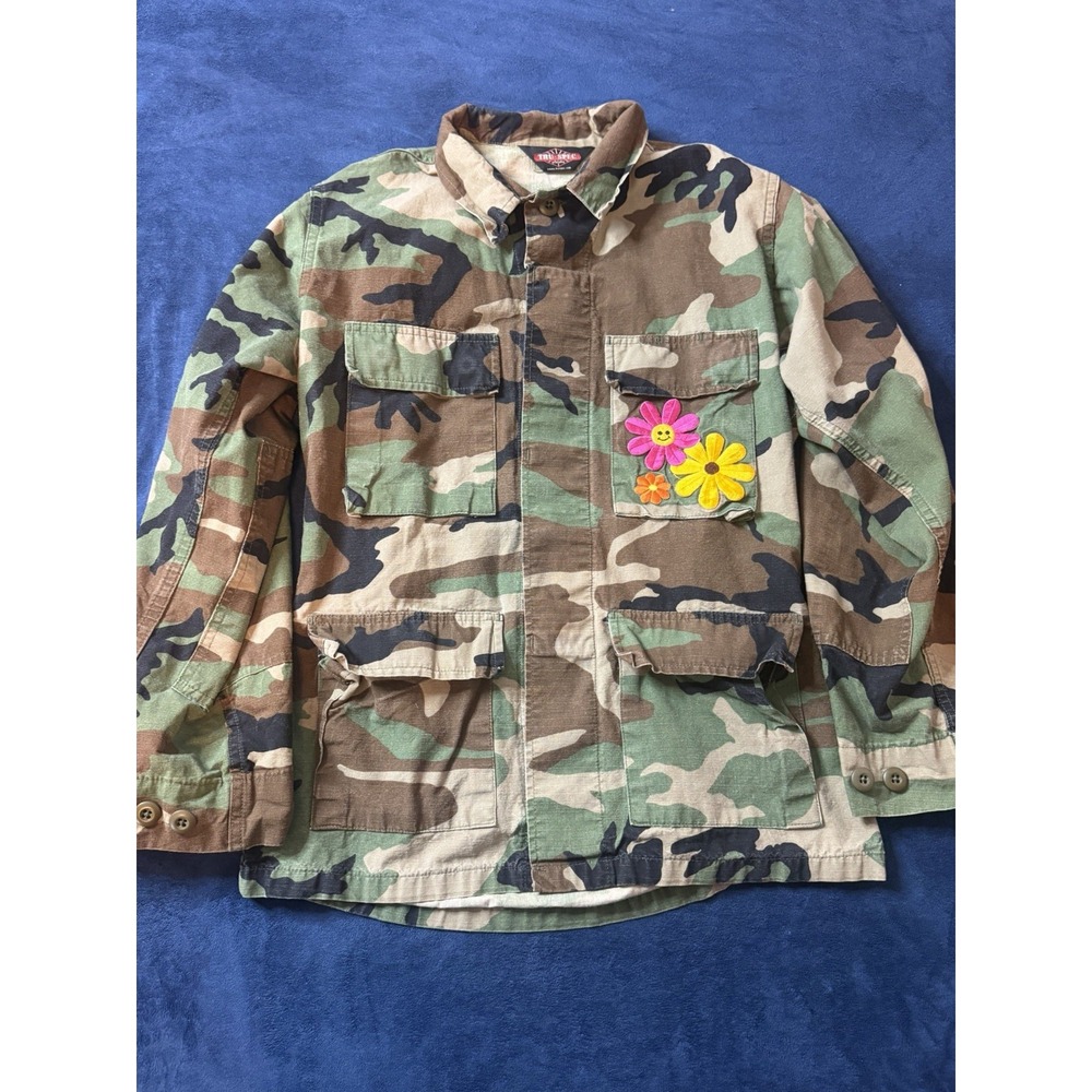Tru Spec Tactical Camouflage Embroidered Flower Jacket Mens Small Canvas Camo